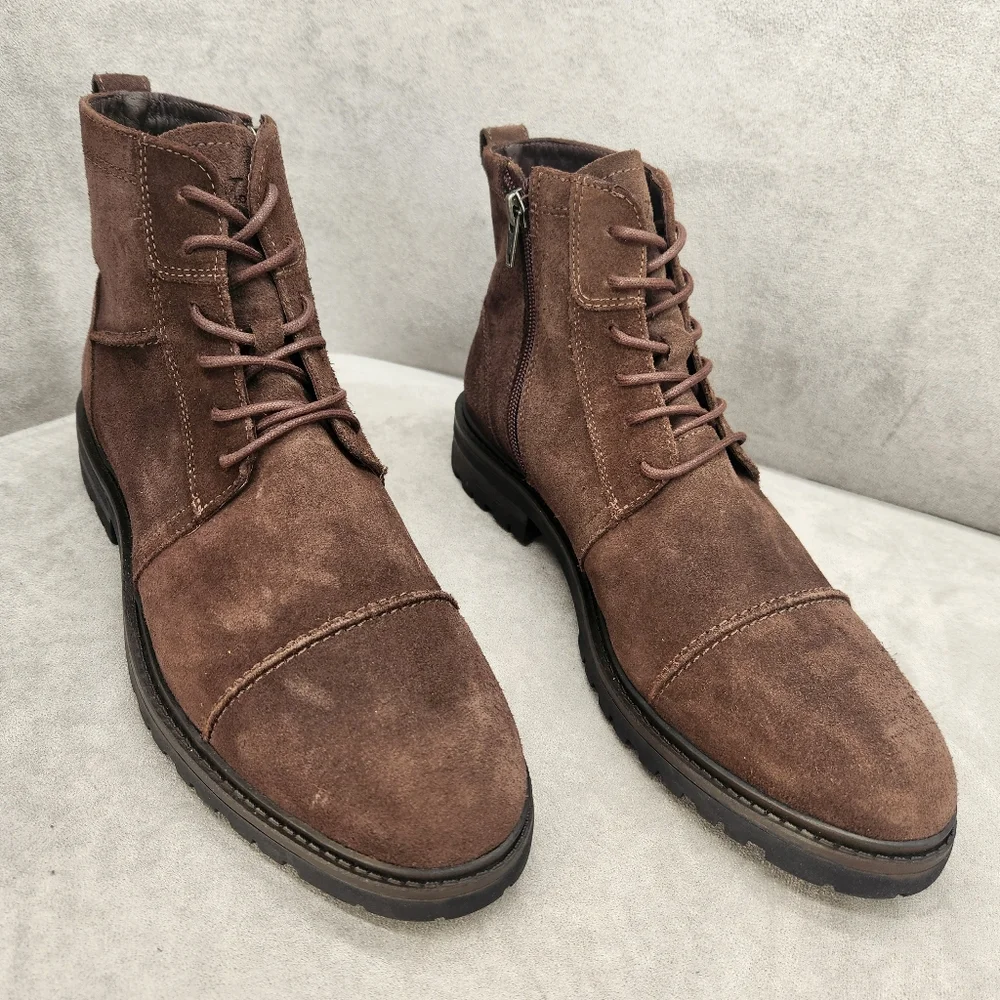 Section X Ankle Boots Men's 8.5 Chocolate Brown Suede Braxton Biker New $135